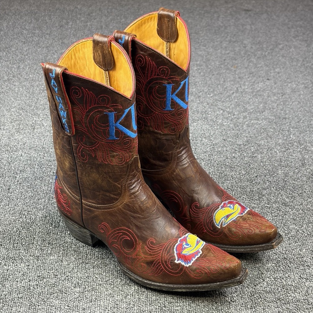 Gameday Boots Kansas University KU Jayhawks Cowgirl Leather Cowboy‎ Womens 10 B